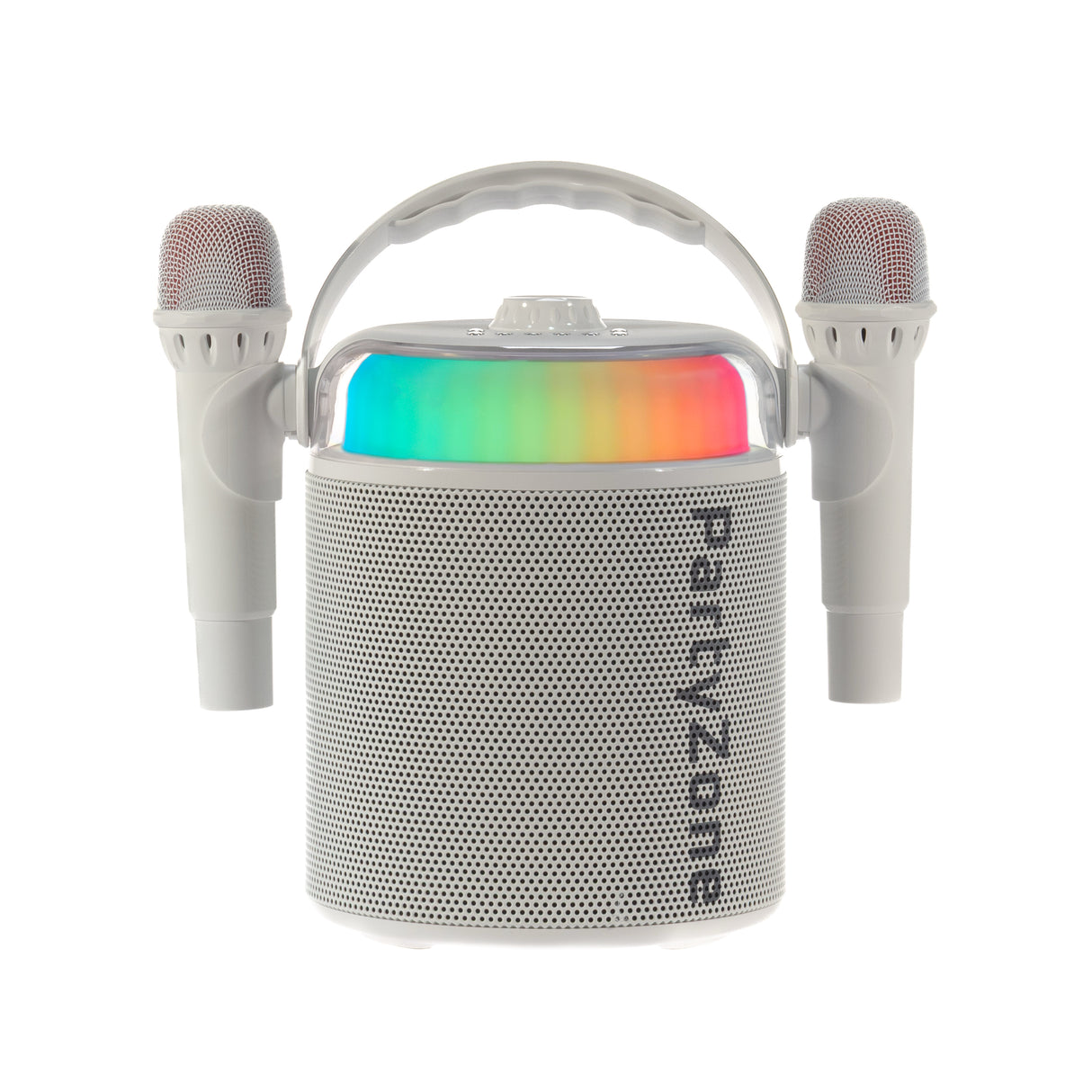 PartyZone Karaoke Sæt m. 2 Mikrofoner (Hvid) & LED PAR-ASTRO 2-i-1 Diskolys