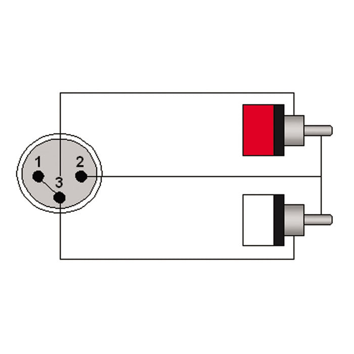 Sovitinkaapeli XLR uros - 2 x RCA Phono uros
