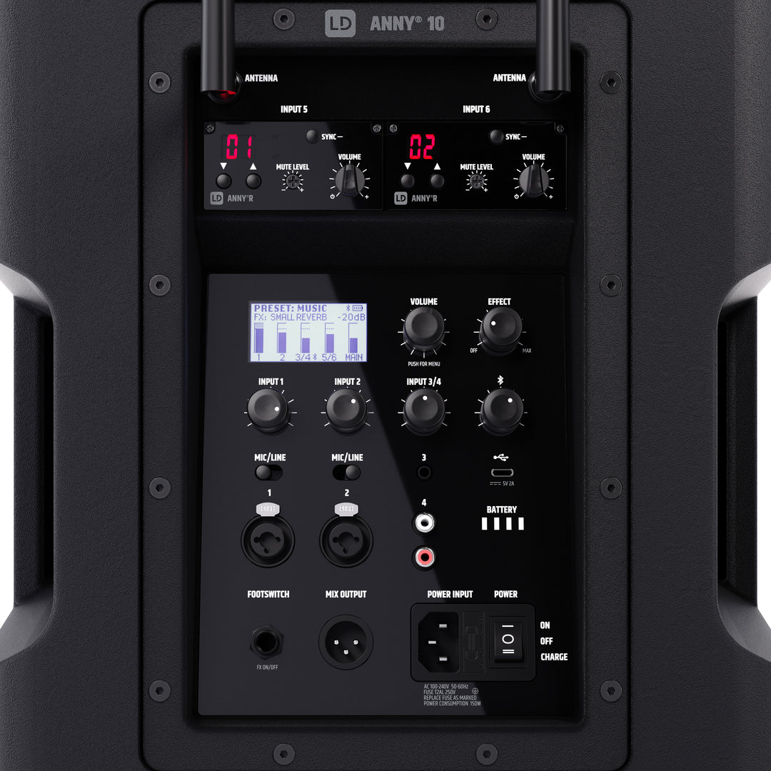 LD Systems ANNY® 10 BPH 2 B5 - 10" bærbart batteridrevet Bluetooth® PA-system med mixer og 2x headsetmikrofoner (inkl. bodypacks)