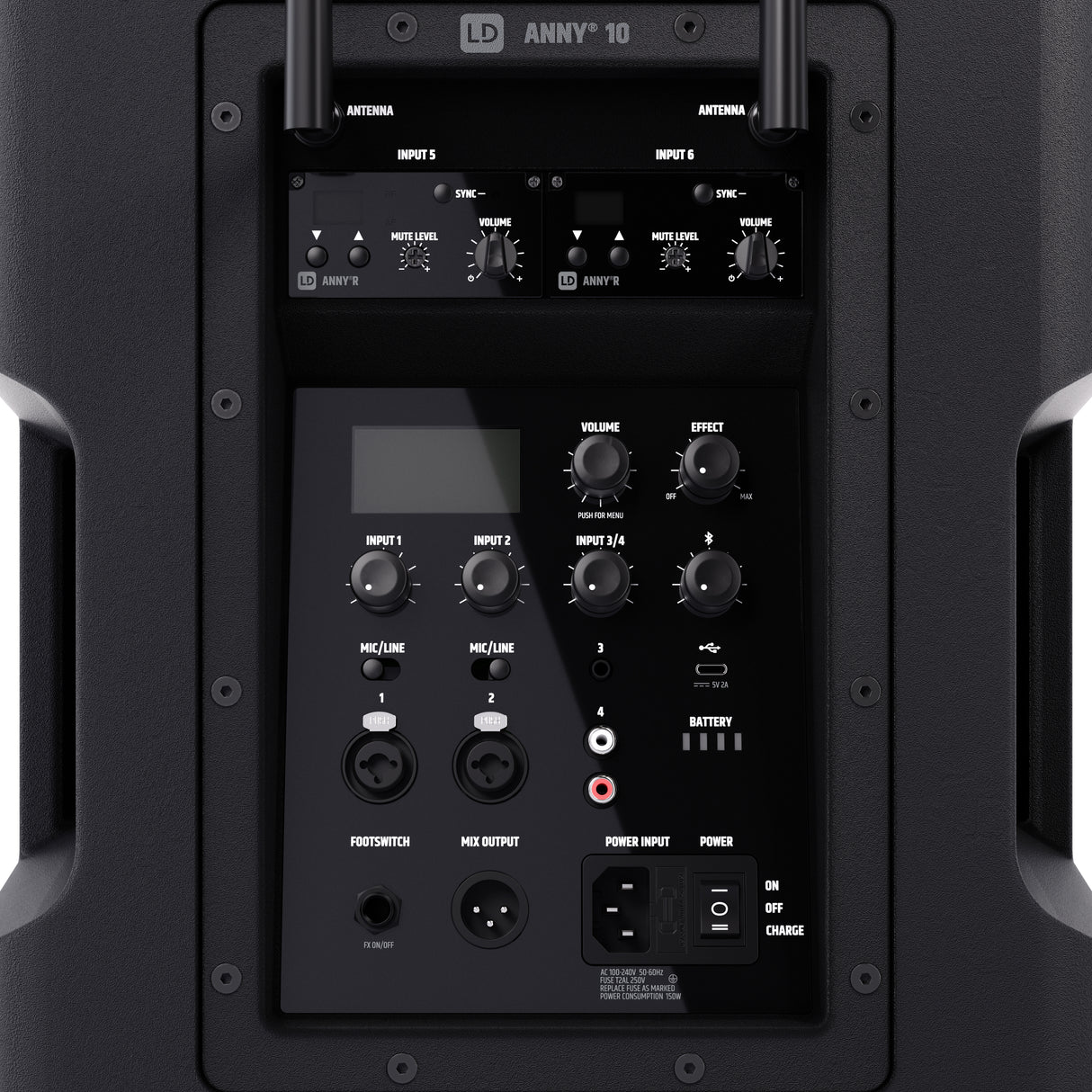 LD Systems ANNY® 10 HHD 2 B8 - 10" bærbart batteridrevet Bluetooth®-PA-system med mixer og 2x trådløse håndholdte mikrofoner