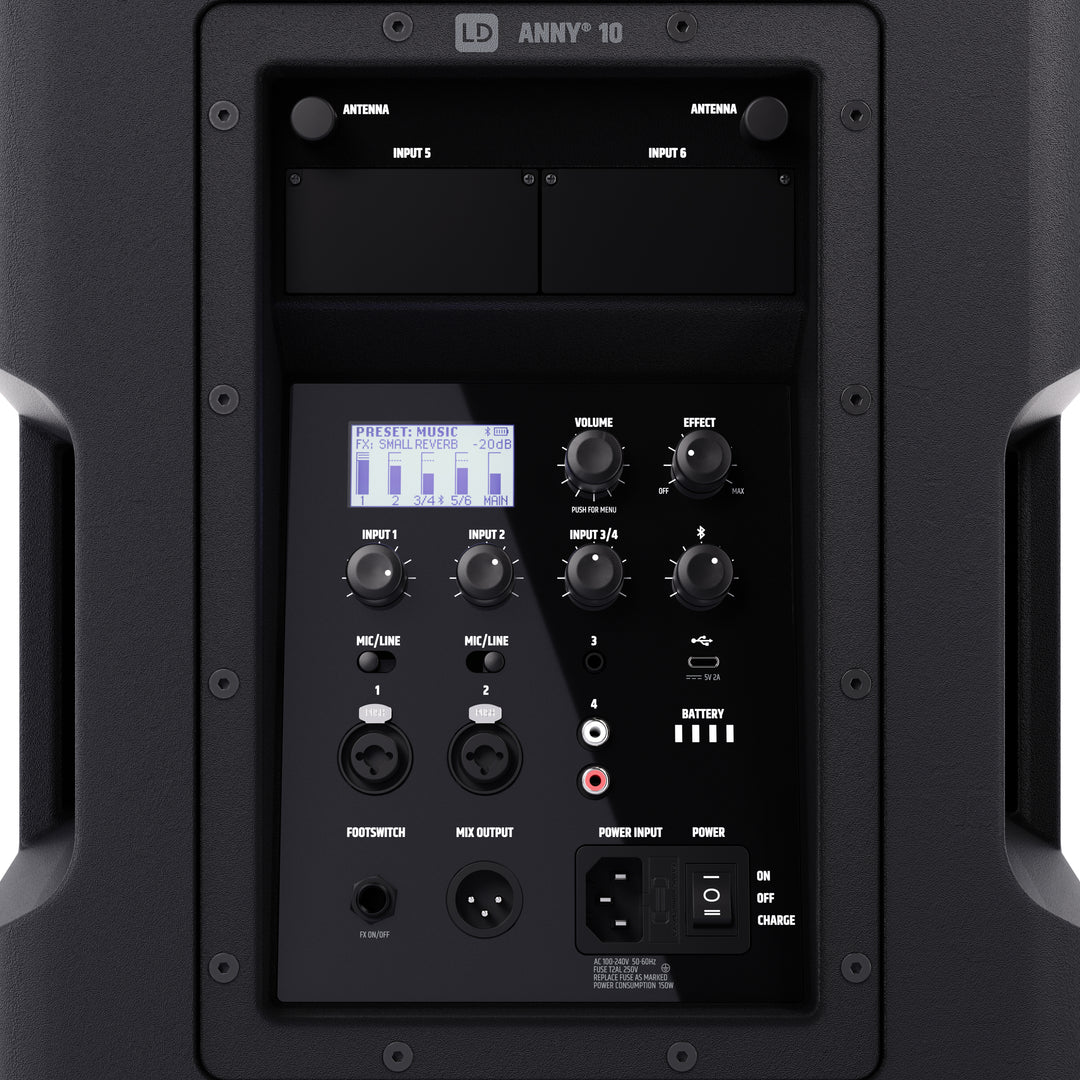 LD Systems ANNY® 10 - 10" kannettava akkuvetoisella Bluetooth® PA-järjestelmällä ja mikserillä
