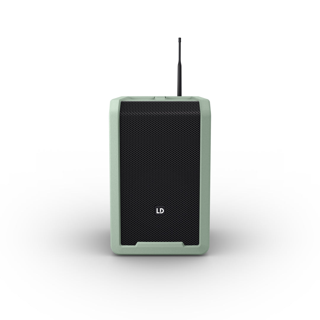 LD Systems ANNY® 8 BPH B6 GN - Kannettava paristoilla toimiva Bluetooth® PA-kaiutin, jossa mikseri ja 1x headset-mikrofoni (sis. bodypack), Adventure Green