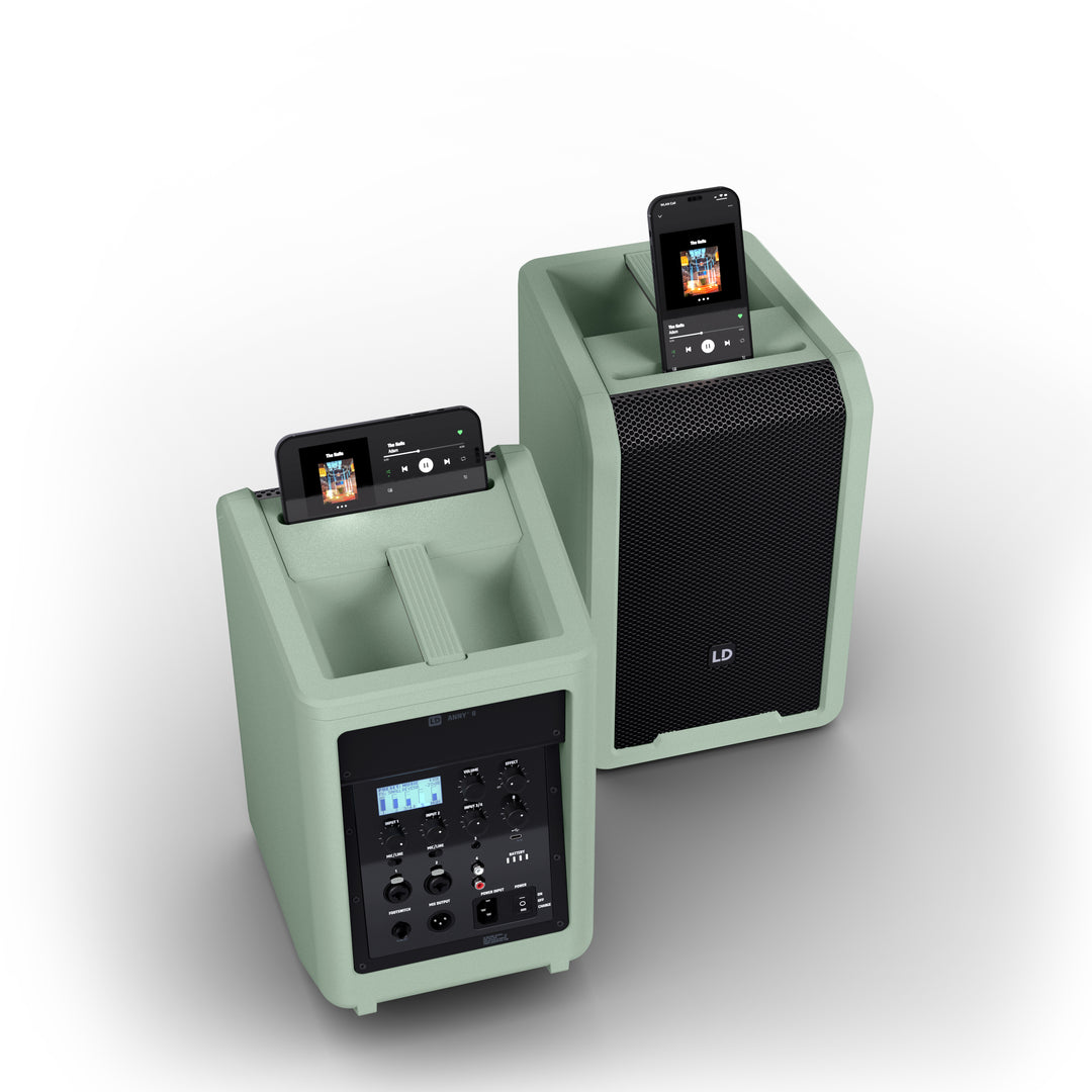 LD Systems ANNY® 8 GN - Kannettava akkuvetoisella Bluetooth® PA-kaiuttimella ja miksauksella, Adventure Green