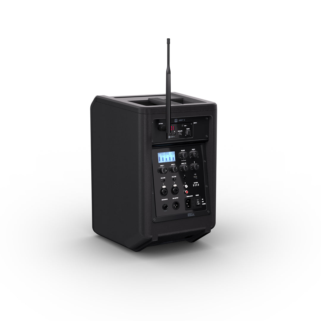 LD Systems ANNY® 8 HHD B6 - Kannettava akulla toimiva Bluetooth® PA-kaiutin mikserillä ja 1 x langaton käsimikrofoni, Stage Black