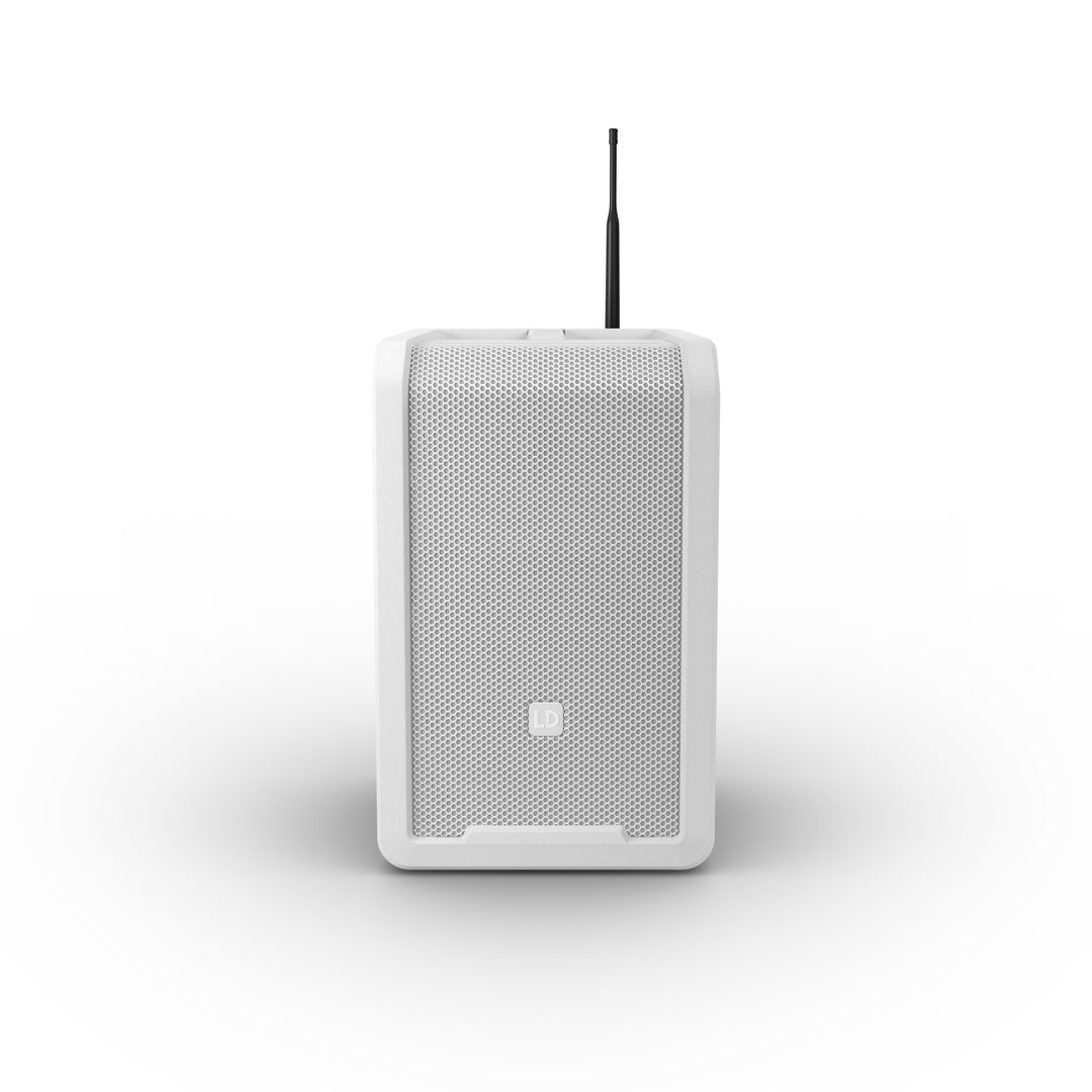 LD Systems ANNY® 8 HHD B8 W - Kannettava akkukäyttöinen Bluetooth® PA-kaiutin mikserillä ja 1x langattomalla käsimikrofonilla, puhtaan valkoinen