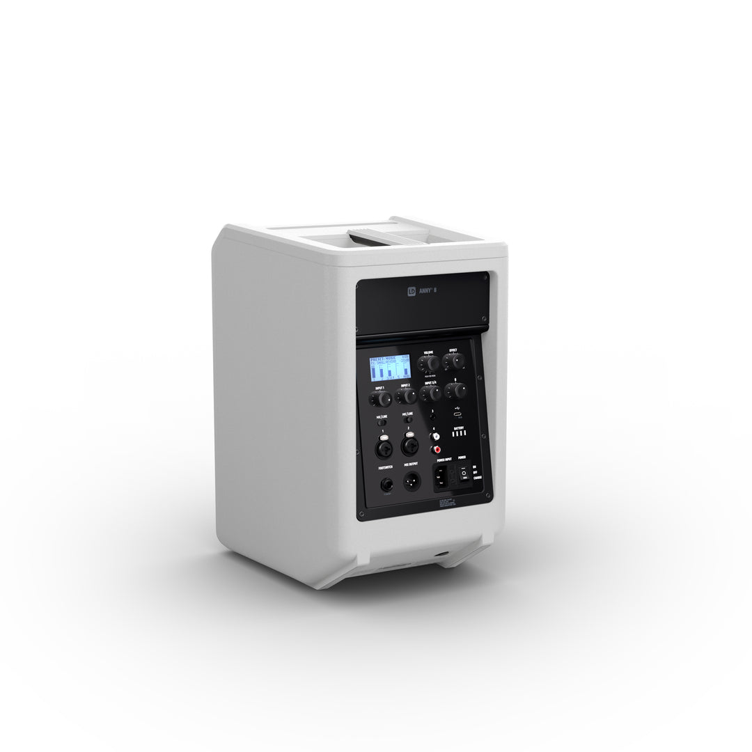LD Systems ANNY® 8 W - Kannettava paristokäyttöinen Bluetooth® PA-kaiutin mikserillä, puhdas valkoinen