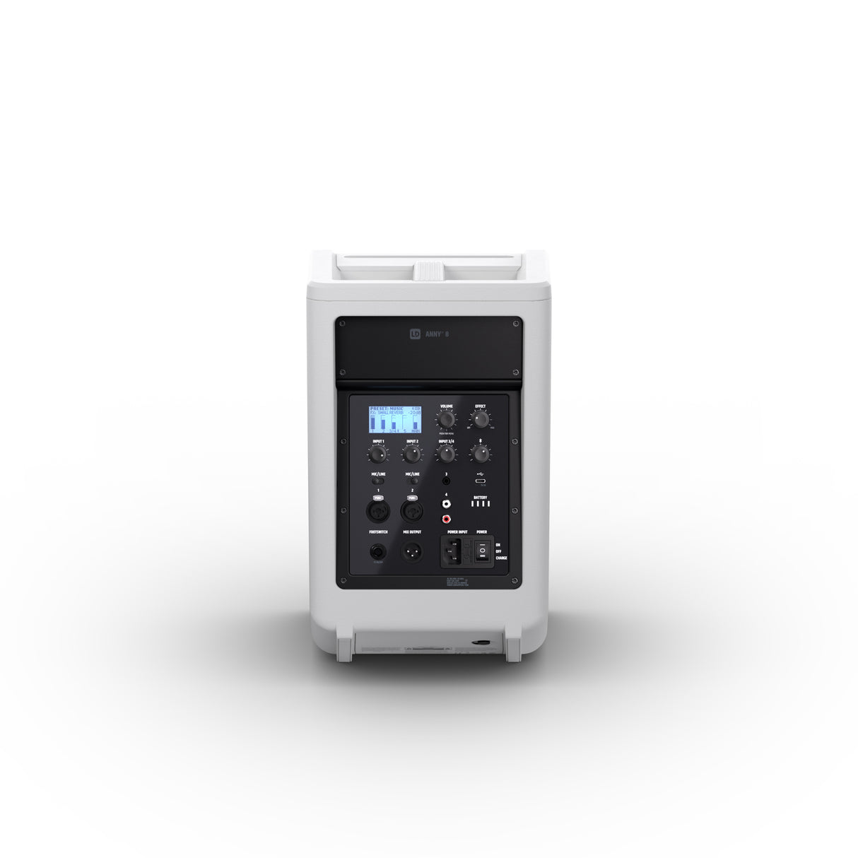 LD Systems ANNY® 8 W - Transportabel batteridrevet Bluetooth® PA-højttaler med mixer, ren hvid