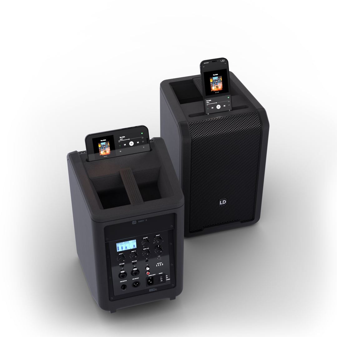 LD Systems ANNY® 8 - Kannettava akulla toimiva Bluetooth® PA-kaiutin mikserillä, Stage Black