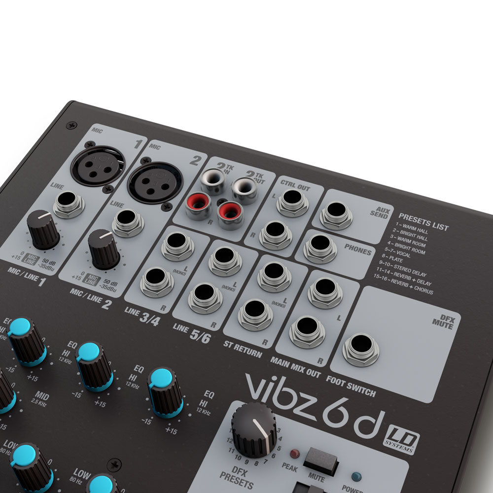 LD Systems VIBZ 6 D - 6-kanavainen mikseripöytä DFX:llä