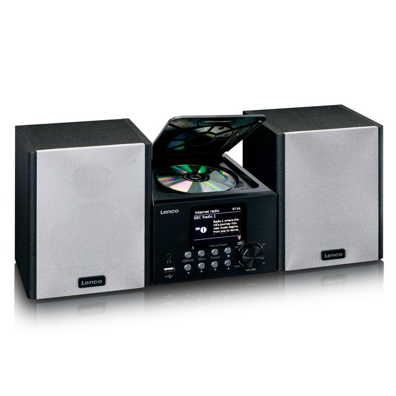 Lenco MC-250 MicroSet Mini Stereo & Internet Radio (musta/hopea)