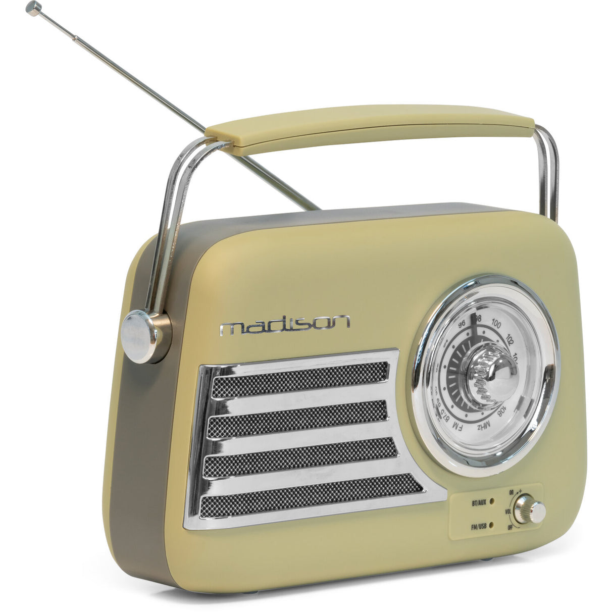 Madison Retro Radio Bluetoothilla ja FM:llä (Matta Oliivinvihreä)