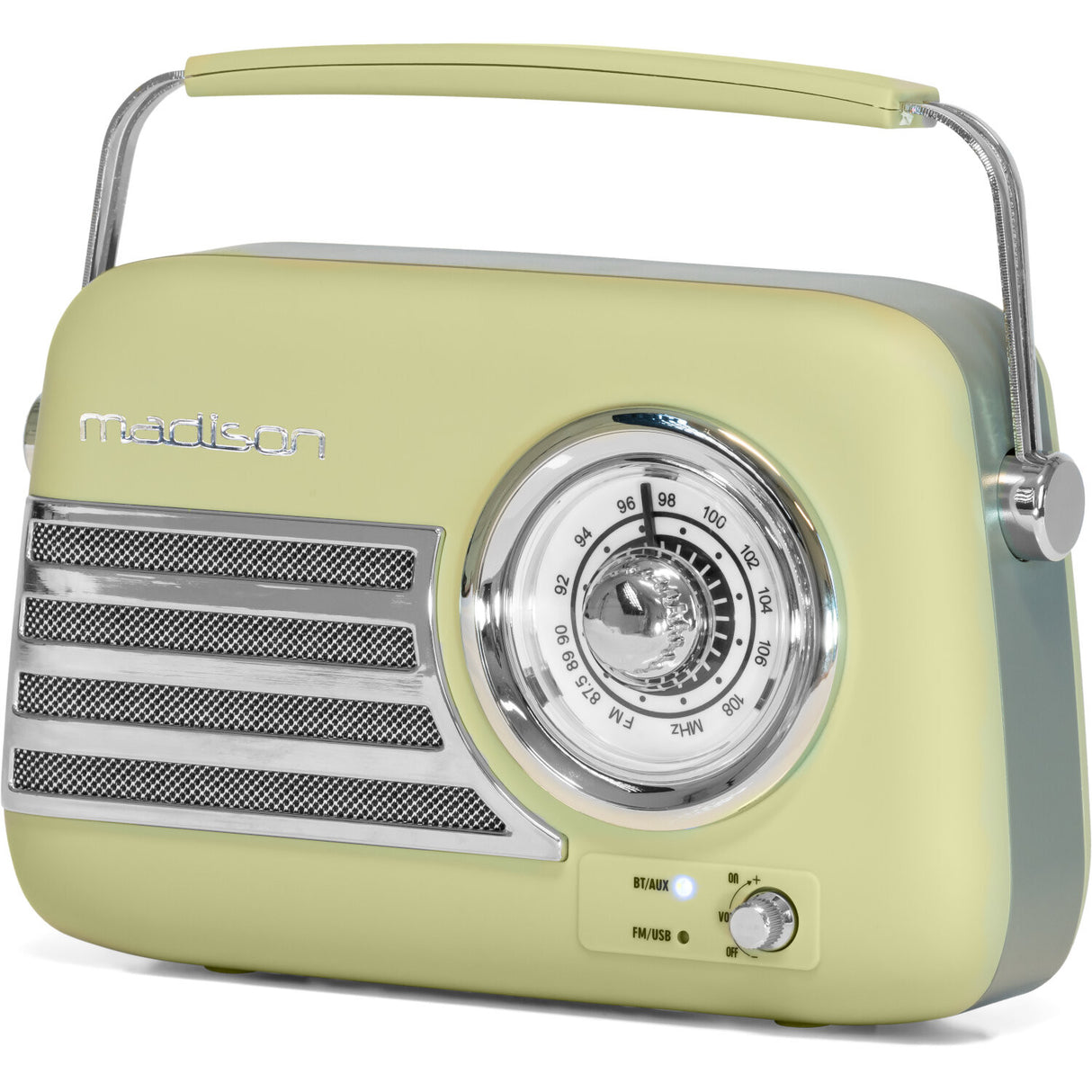 Madison Retro Radio Bluetoothilla ja FM:llä (Matta Oliivinvihreä)