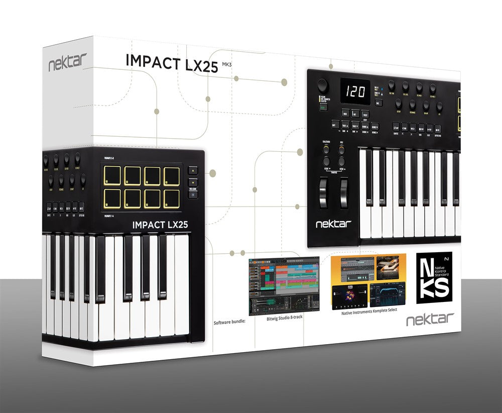 Nektar Impact LX25mk3 MIDI-koskettimet