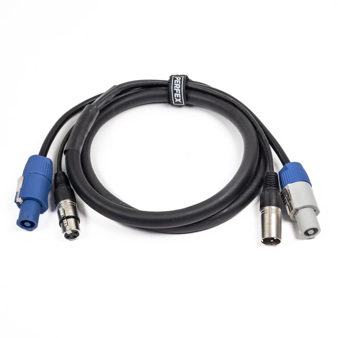 Perfex Powercon & XLR Monikotslit (DMX, 1,5m)