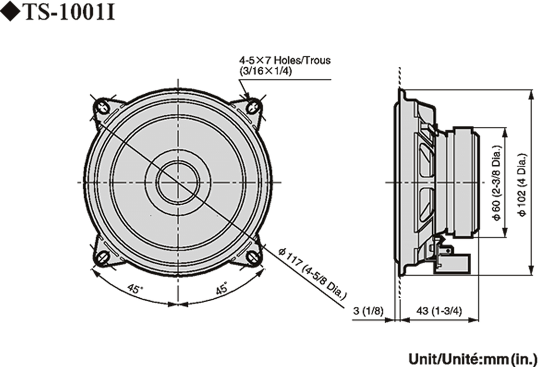 Pioneer TS-1001i Autokaiutinsarja (10cm, 4")