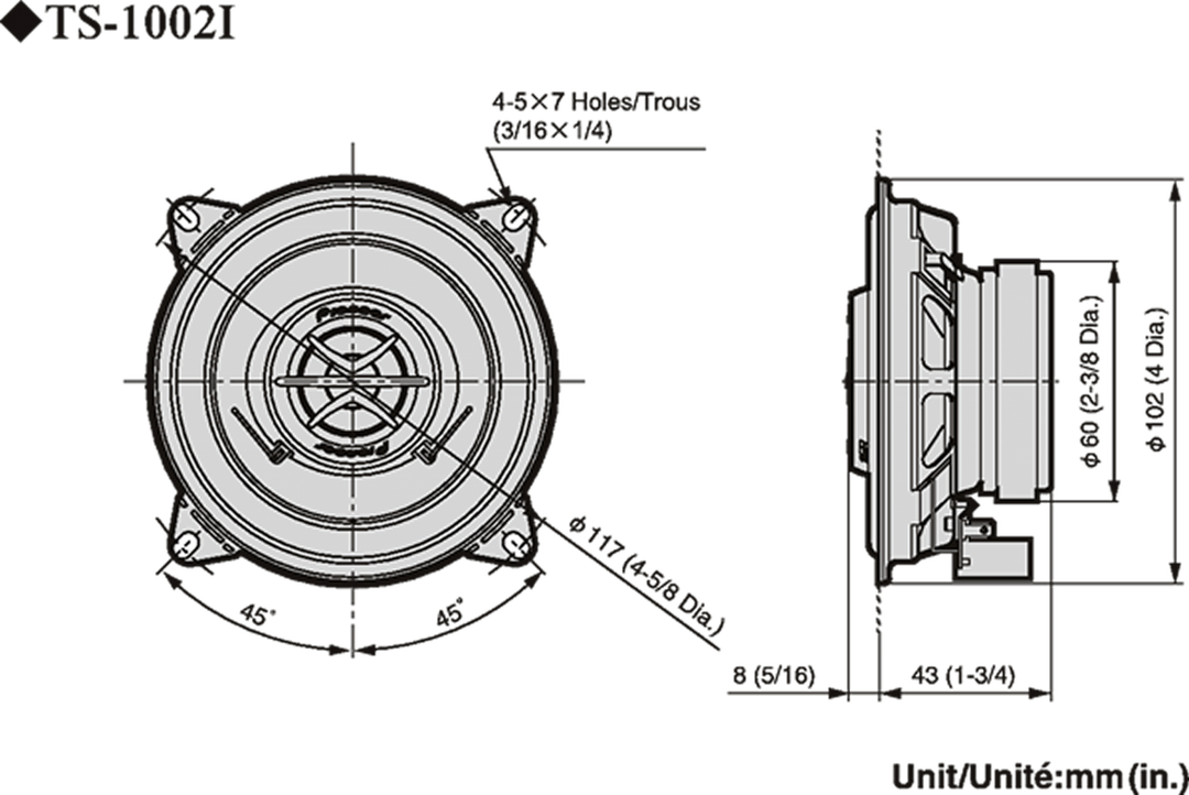 Pioneer TS-1002i Autokaiutinsarja (10cm, 4")