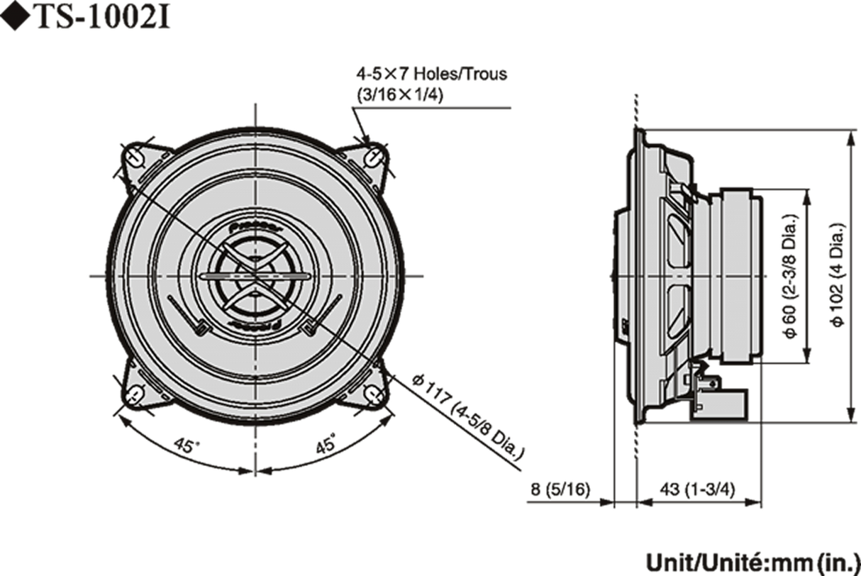Pioneer TS-1002i Autokaiutinsarja (10cm, 4")