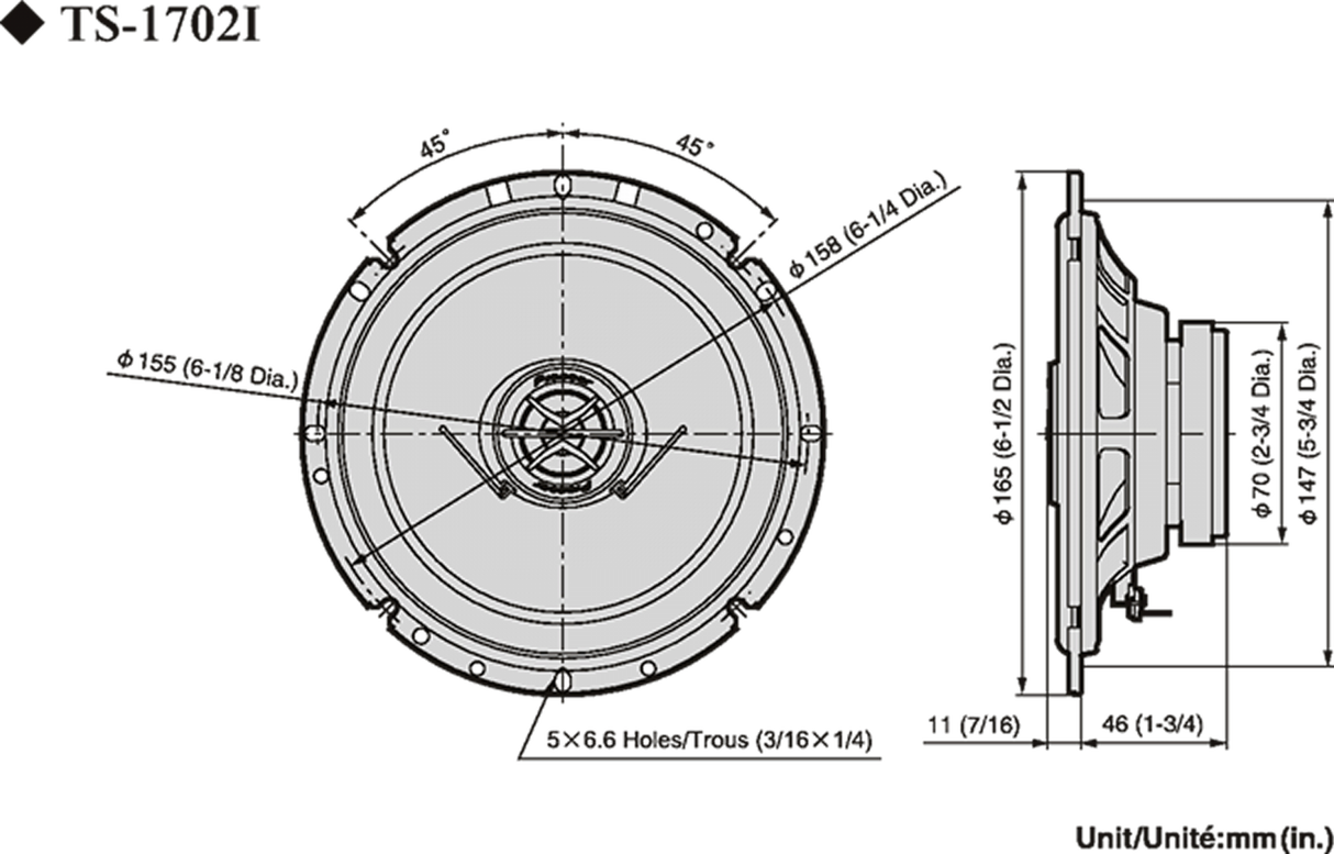 Pioneer TS-1702i 17 cm kaiuttimet