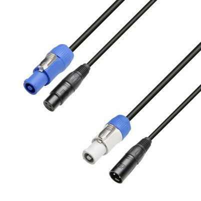 Powercon & XLR yhdistelmäkaapeli (5 metriä - DMX)