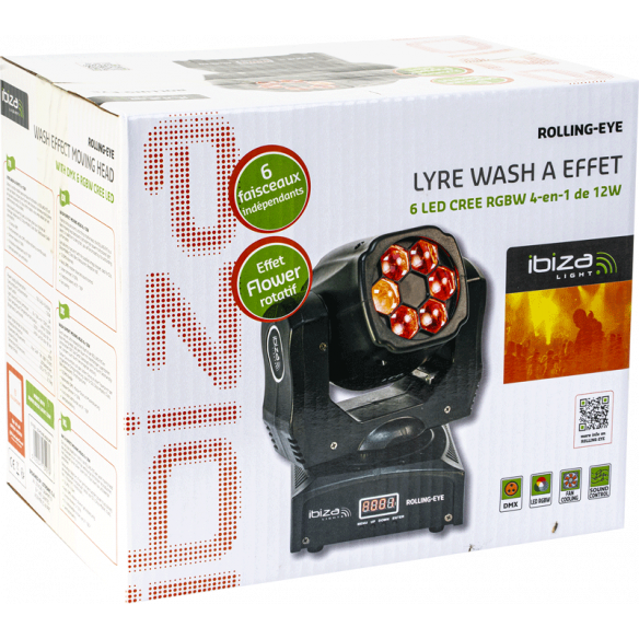 Ibiza Rolling-Eye LED Liikkuvat päät (6x12W)