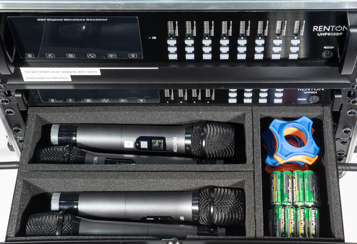 Renton Rack langaton yhdistelmäjärjestelmä (4 käsimikrofoni + 8 headset)