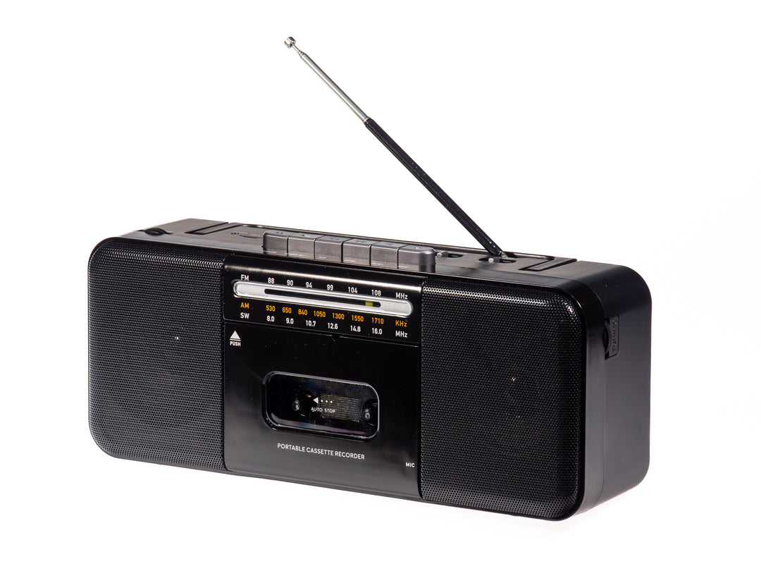 Studio 57 - Kasettisoitin m. FM & Bluetooth, Musta + Kasettinauha