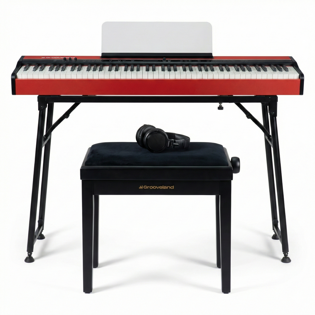 Grooveland FP80 sähköpiano (Punainen) Täydellinen Bundle