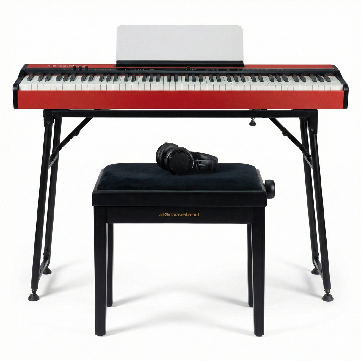 Grooveland FP80 sähköpiano (Punainen) Täydellinen Bundle