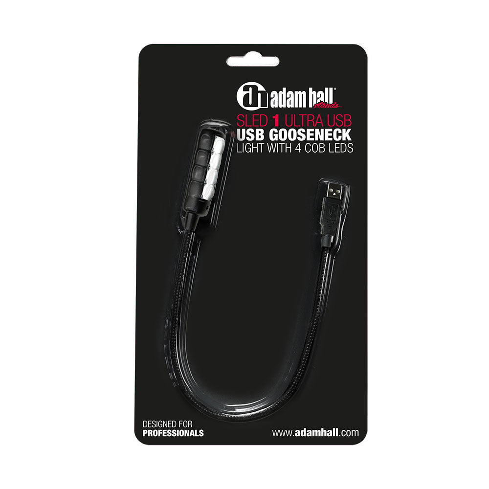 Adam Hall Stands SLED 1 ULTRA USB - kaulaniskan lamppu, USB-liitäntä, 4 COB-LED’er