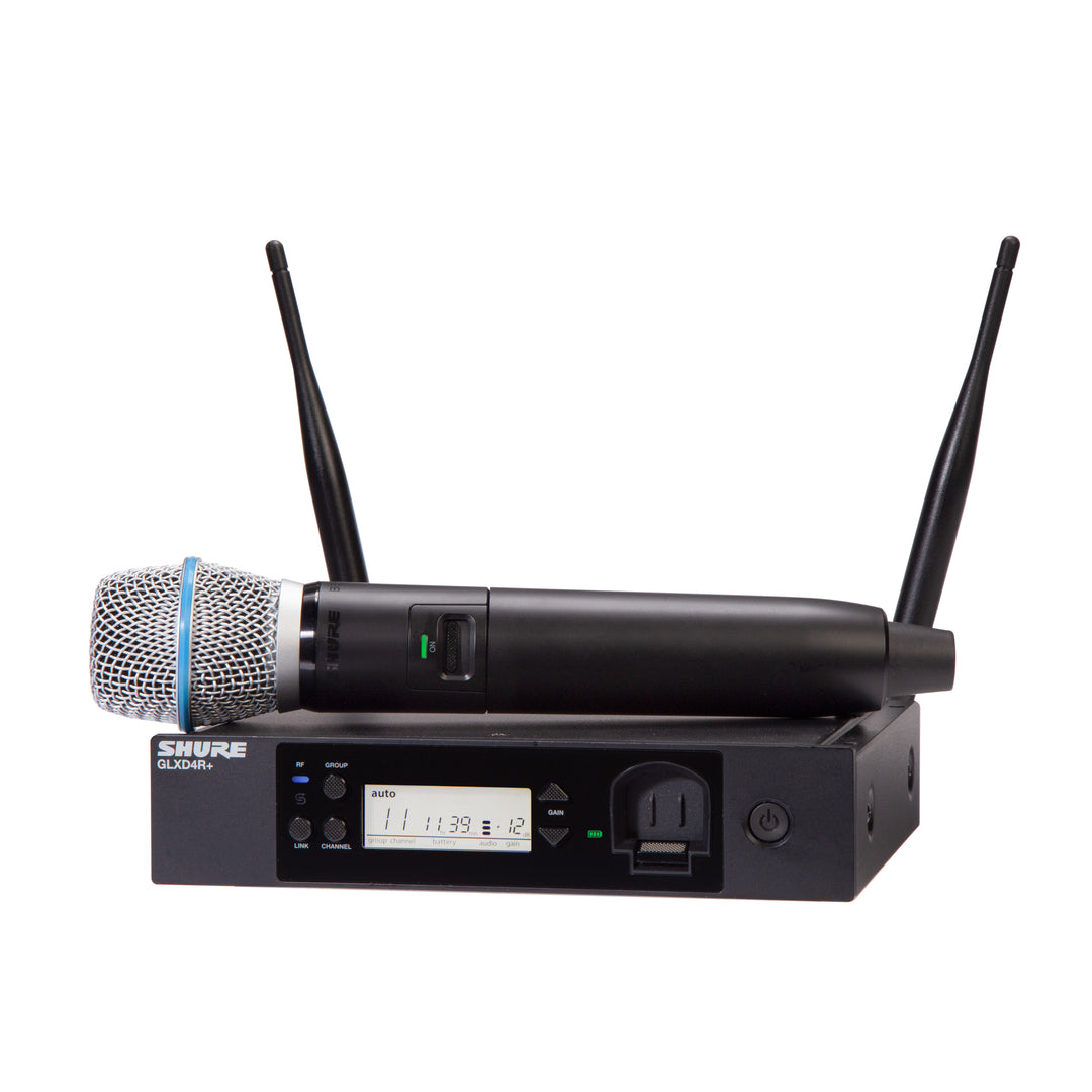 Shure GLXD24R+ BETA87A Langaton Mikrofon Räkki Järjestelmä
