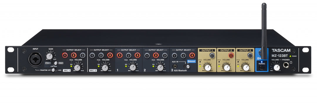 Tascam MZ-123BT asennusmiksseri 3 vyöhykettä 2 mic/2 line in