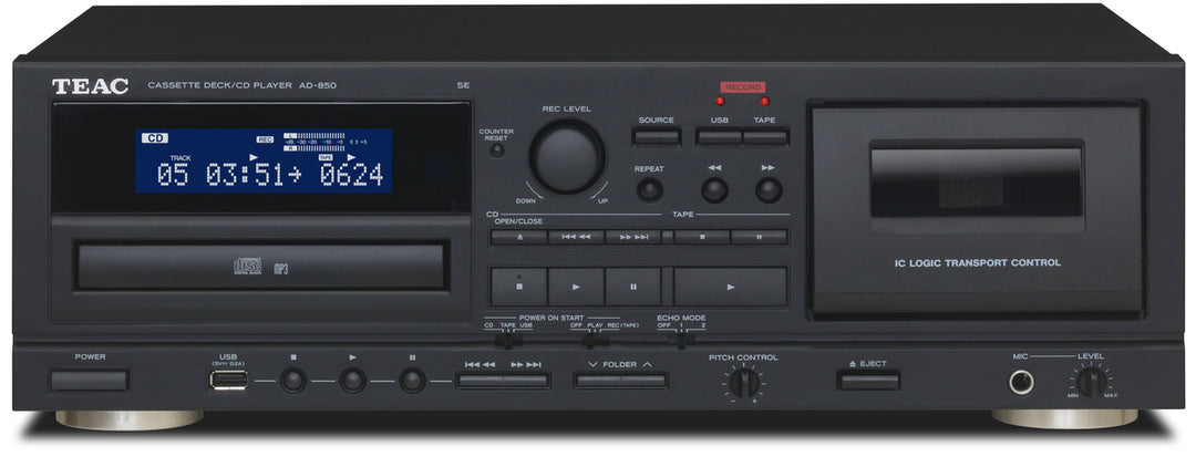 TEAC AD-850-SE CD- ja Kasettisoitin USB:llä (Musta)