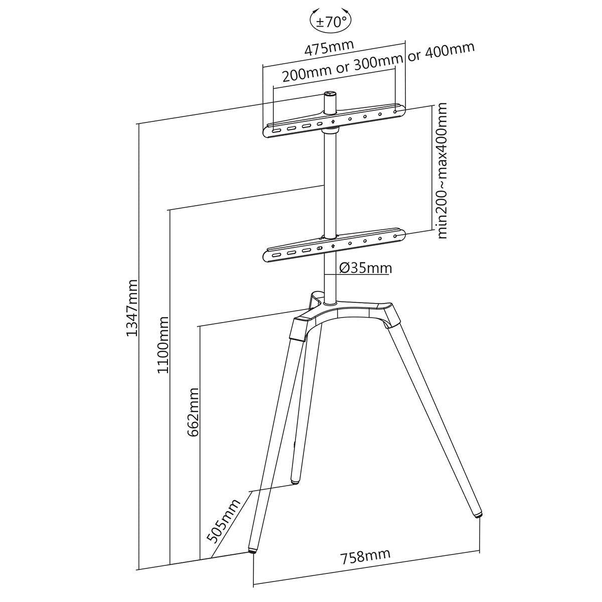 TV Lattiateline (valkoinen, pyökki, 50-65")