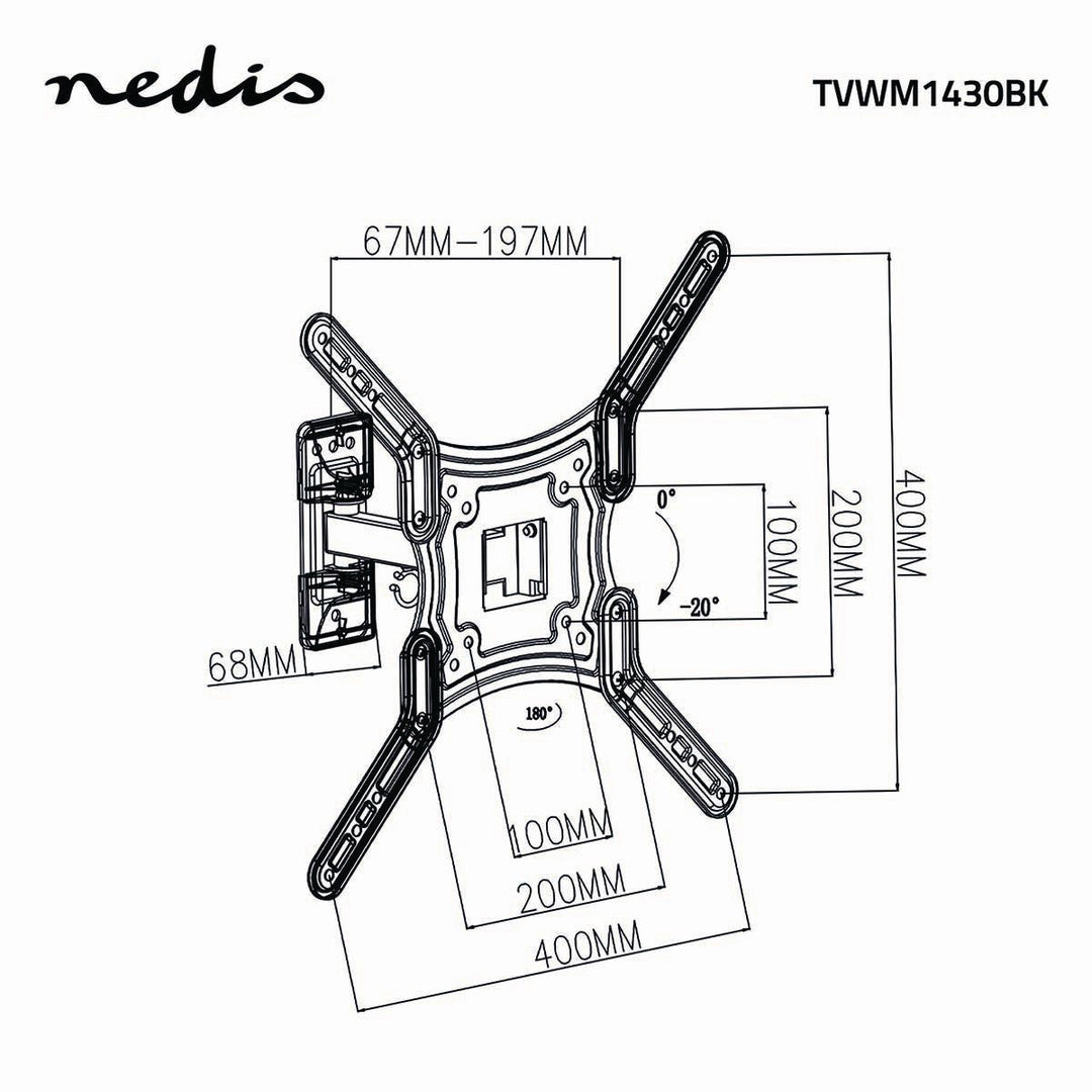 TV Seinäteline Täysin Liikkuva m. 2 Kääntöpistettä (23-55", 30kg)