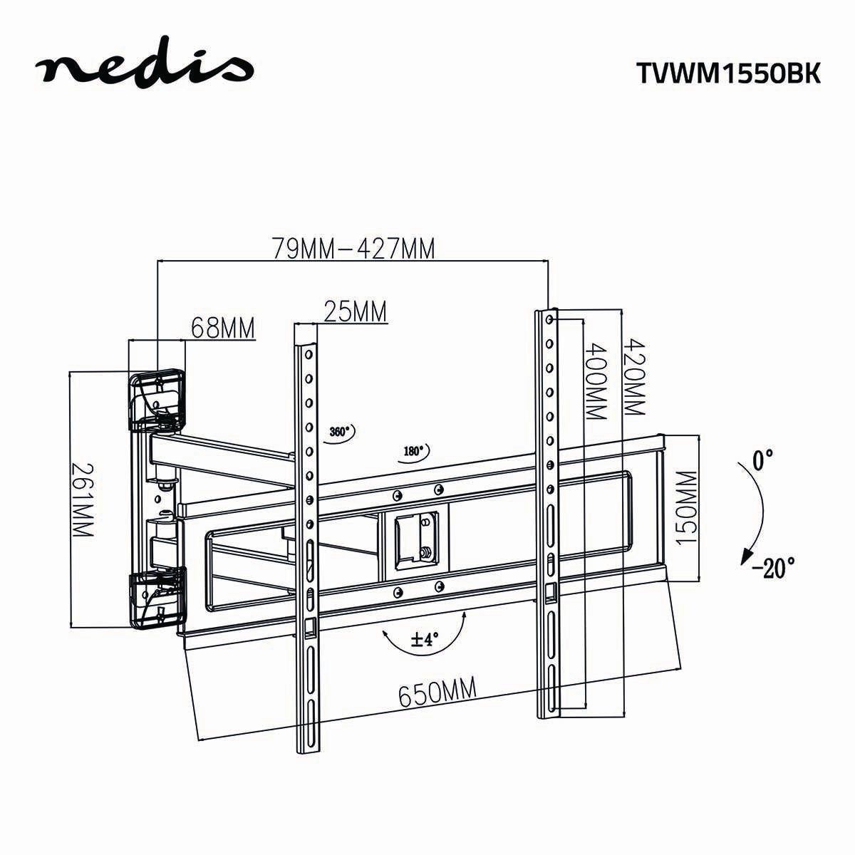 TV Seinäteline Täysin Liikkuva (37-70", 25kg)