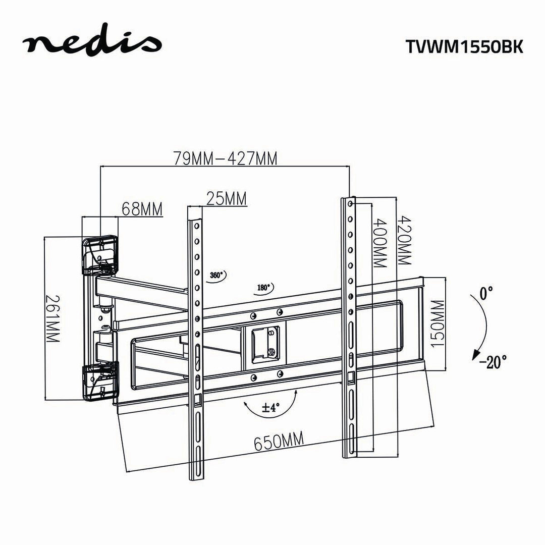 TV Seinäteline Täysin Liikkuva (37-70", 25kg)