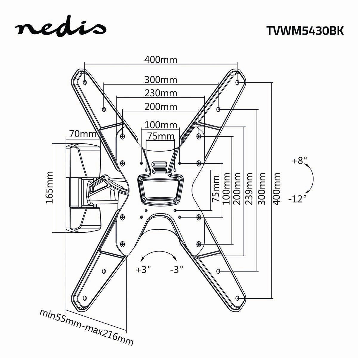 TV Seinäteline Täysin Liikkuva 26-42 " 30 kg Hopea/Musta