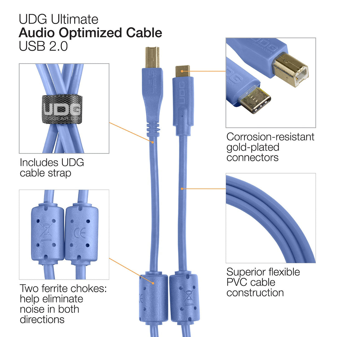 UDG Ultimate Audio-kaapeli USB 2.0 C-B sininen suora 1,5 m