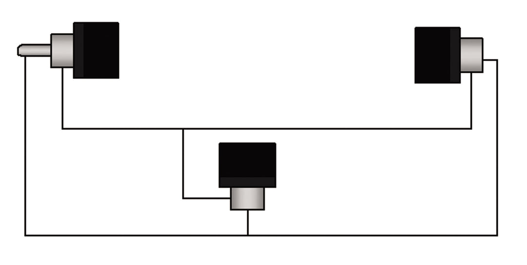 Adapter RCA uros > 2 x RCA naaras kulmapari
