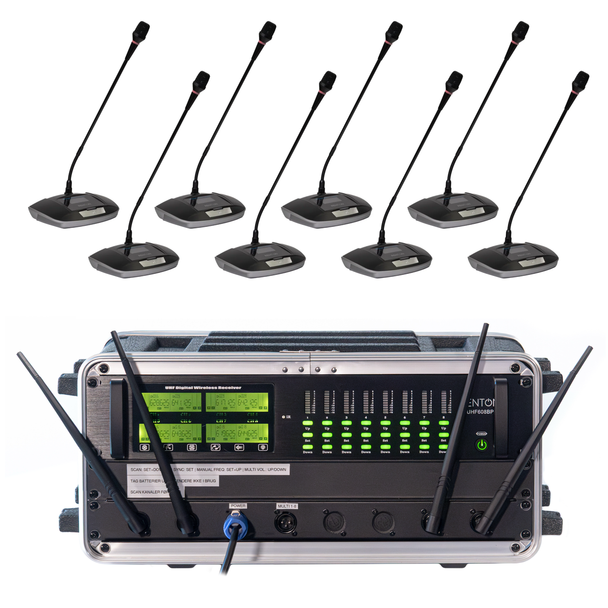 Renton Rack Trådløst System (8 Konferencemikrofoner)