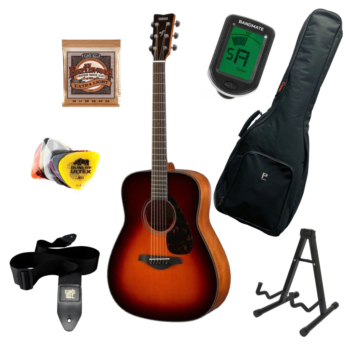 Yamaha FG800 Starter Kit (ruskea Sunburst)