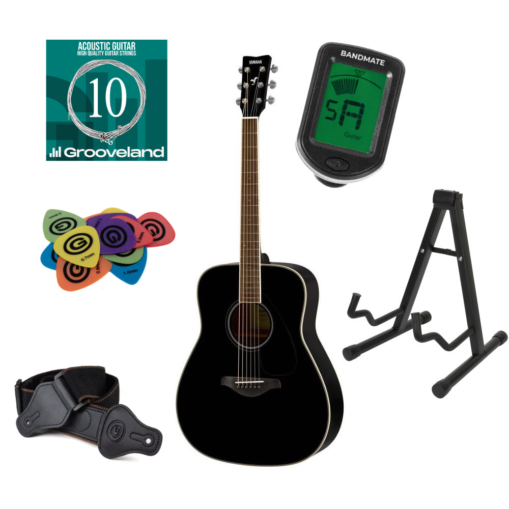 Yamaha FG820 BLII Western Guitar Starter Pack (musta)