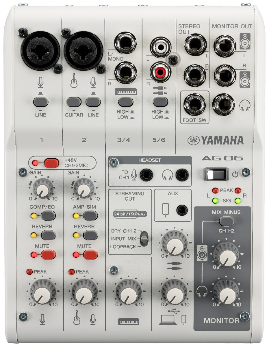 Yamaha AG06 MkII Live Streaming Mixer (valkoinen)