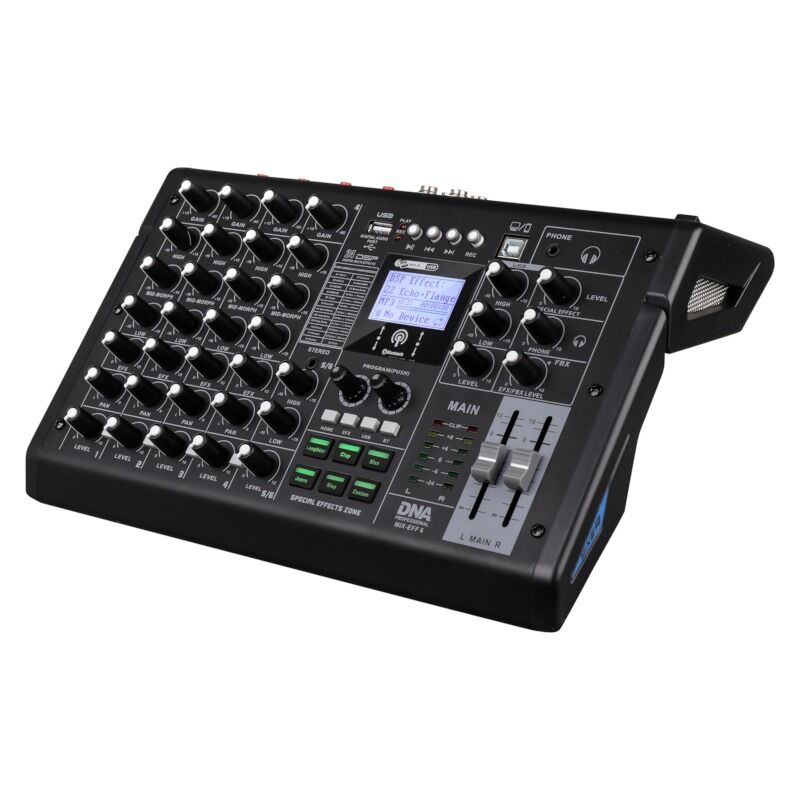 DNA MIX-EFF 6 -analogimikseri, 6 kanavaa, Bluetooth, USB ja DSP