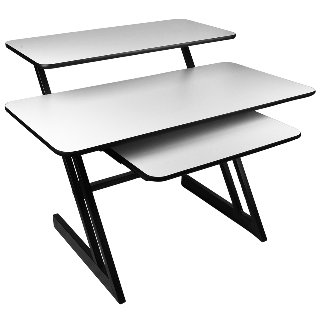 Opiskelu pöytä hyllyillä ja ulosvedettävällä alustalla keyboard (120 cm)