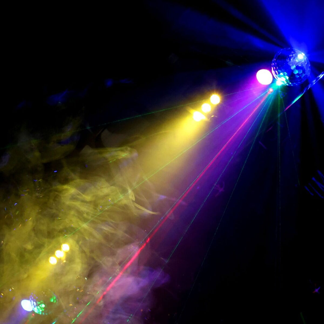 Light4Me GIG SET 2 Juhlapaketti – Røgmaskine, Boblemaskine & 4-i-1 Lyseffekt