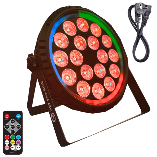 Light4Me Hex PAR -rengas 18x6W RGBWA-UV