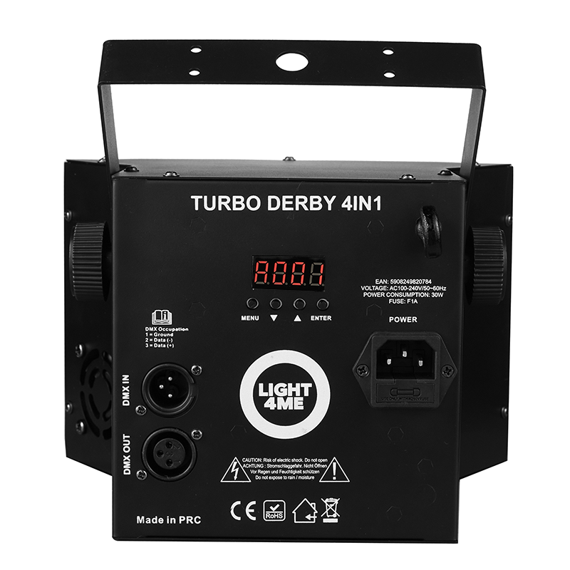 Light4Me Turbo Derby 4-in-1 – RGBW, UV, strobe & laser