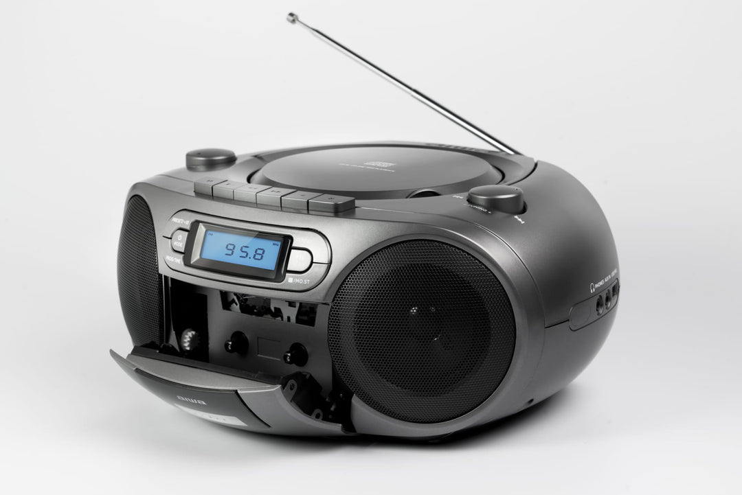 AIWA RC-250 Boombox – CD, Kassette, Bluetooth & FM, grå