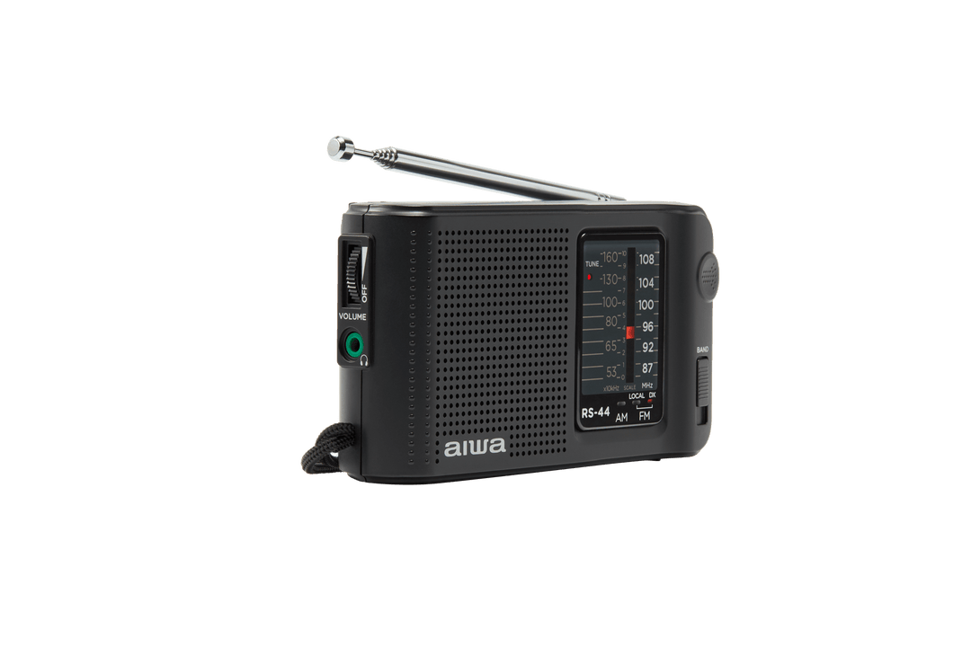 AIWA RS-10-taskuradio AM/FM- ja FM DX -vastaanotolla sekä kuulokkeilla